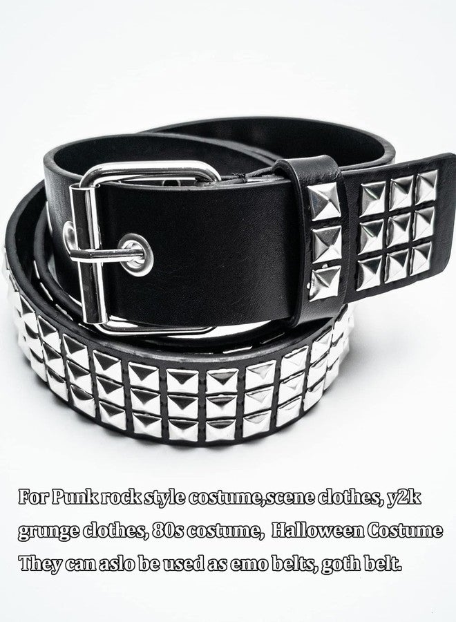 LUFMWCWD Punk Studded Belt for Women Rock Threads Goth Stud Pyramid Gothic Clothing (Black), Steudded Belt, 110 CM length, Medium - Image 3